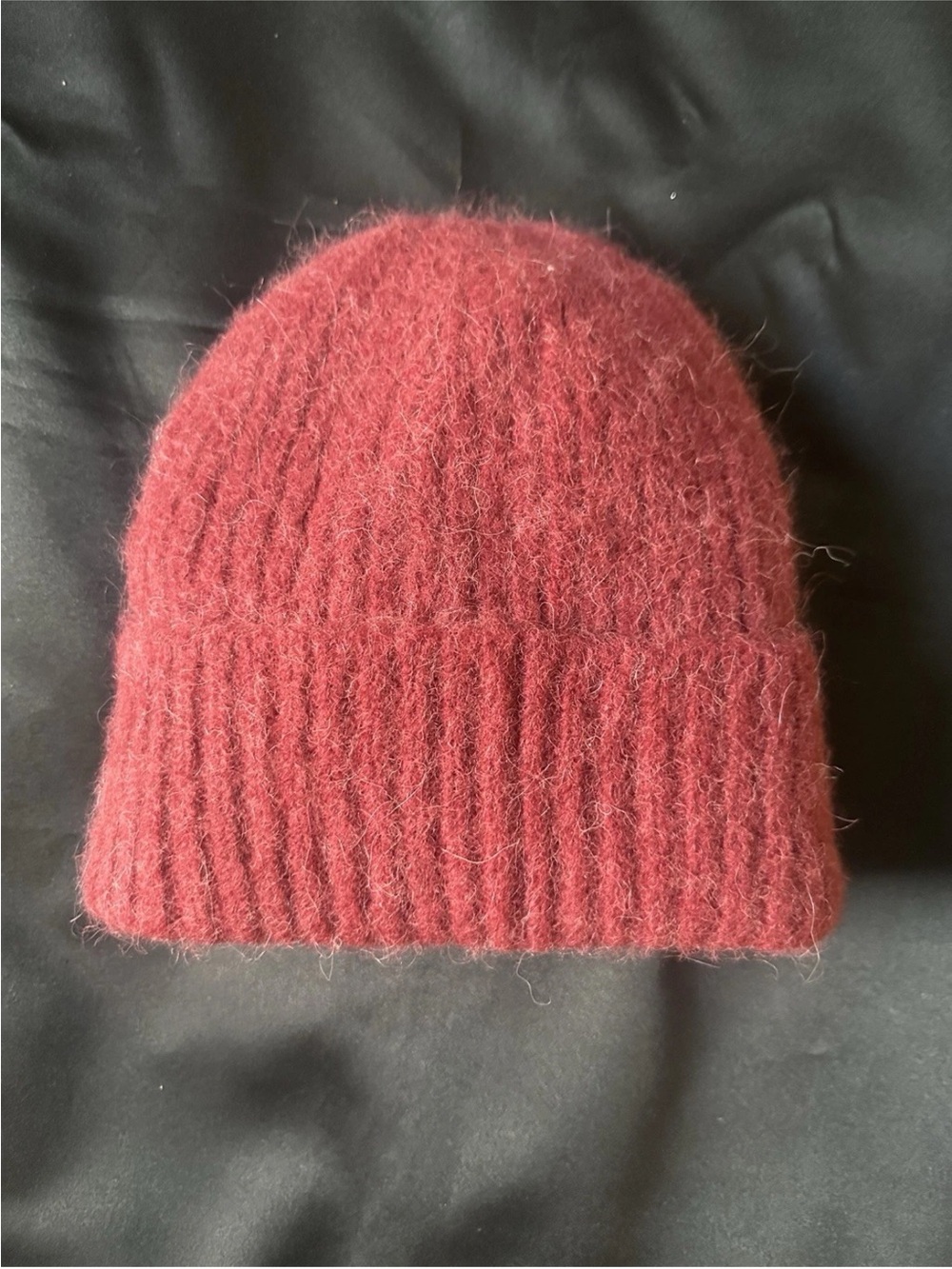 Everlane Alpaca Wool Beanie Red Fuzzy Knit Hat Soft Minimalist Winter Cap